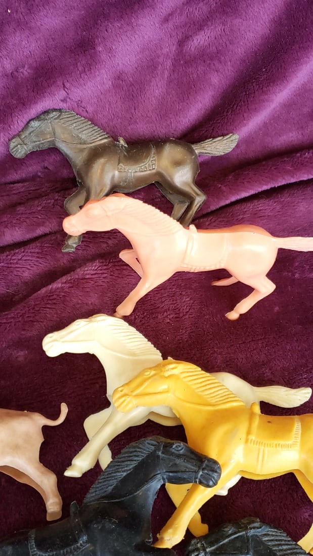 Plastic Toy Animal Figures Lot Horses Lion Rhino Dog Farm Zoo Fence - 7
