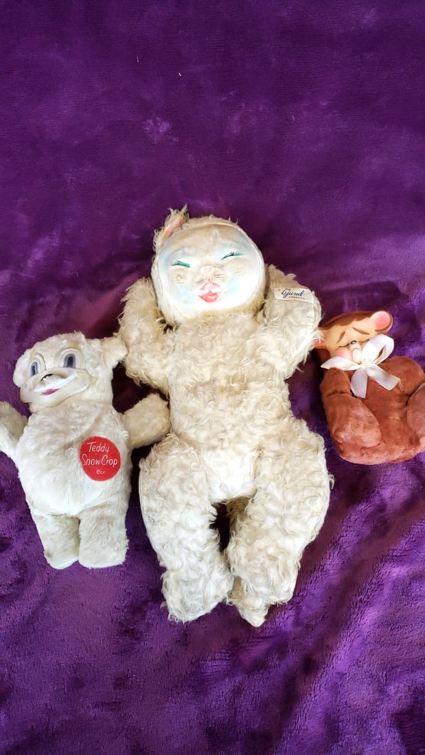 Lot of 3 Rubber Face Plush Toys: Gund Creation Lamb, Teddy SnowCrop Bear, Monkey: 20 x 18 x 5 1.5 lb Low Estimate: 30.00 High Estimate: 180.00