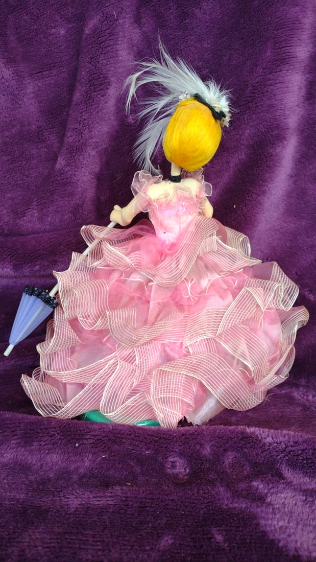 Doll Lot of 3 Pink Dress Parasol, Japanese Happy Doll Red Outfit Stand, Small Kimono - 3