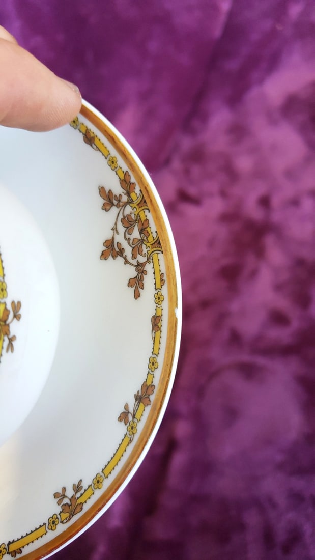 Set of 4 Haviland & Co Limoges France Porcelain Teacups & Saucers Gold Floral - 6