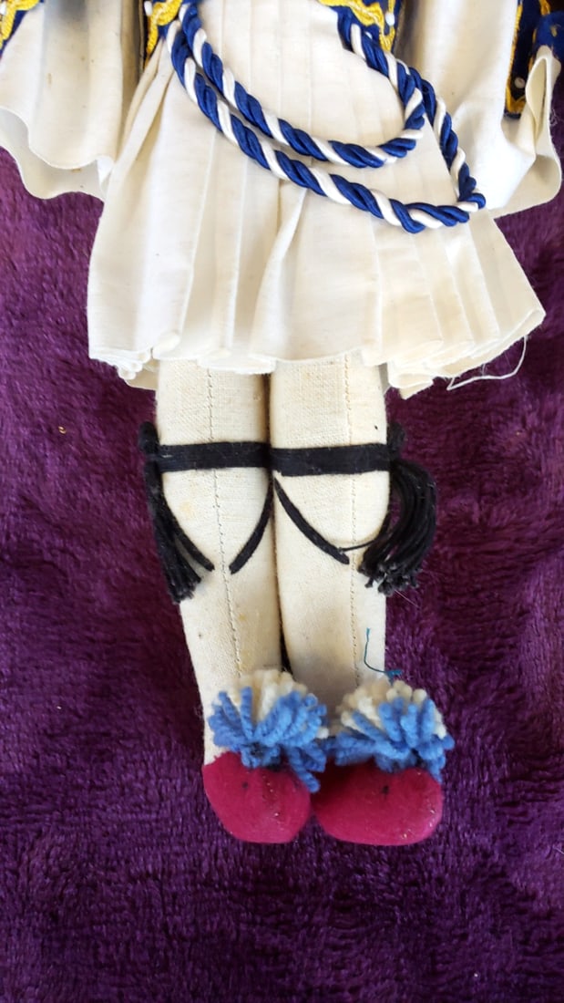 Greek Evzone Tsolias Folk Costume Dolls Red & Blue Vests Lot of 2 - 8