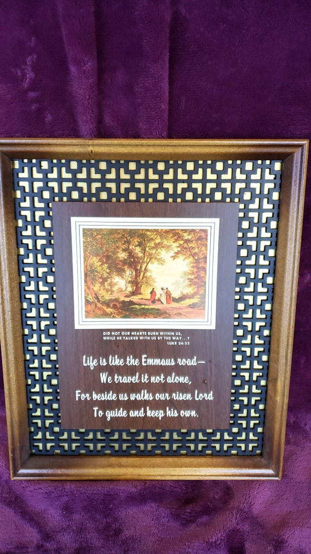 Dickson's Gospel Text Line Framed Emmaus Road Religious Wall Art Luke 24:32: 14 x 16 x 1 2.5 lb Low Estimate: 8.00 High Estimate: 30.00