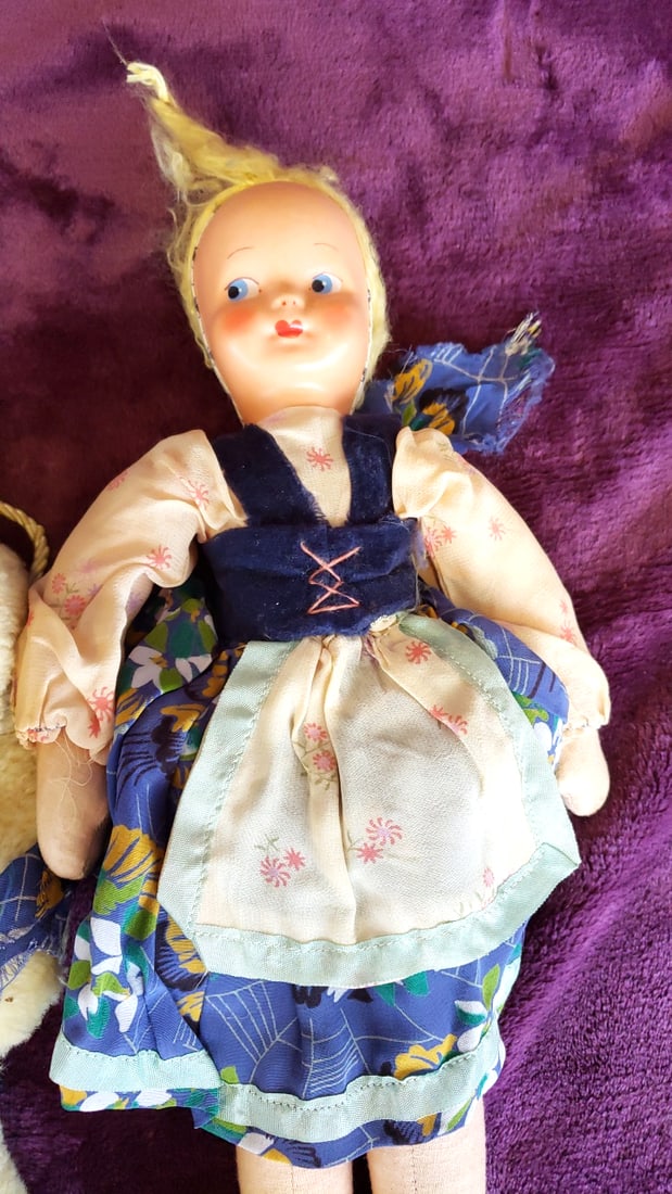 Lot of 5 International Costume Dolls: Hula, Folk Dress & Fur Snowsuit, 12-16 in - 3