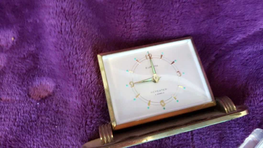 Europa 2 Jewels Desk Clock, Pens, Letter Opener & Wooden Airplane Model Lot - 2