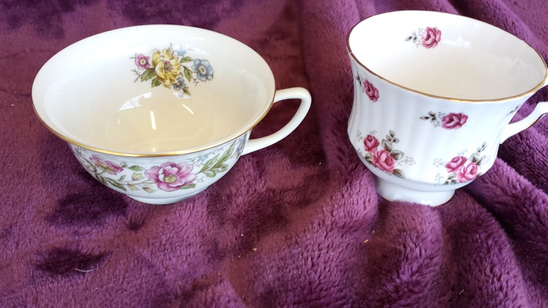Lot of 10 Floral Fine Bone China Teacups: Foley, Rosina, Royal Jackson, Royal Windsor, Woodlands - 4