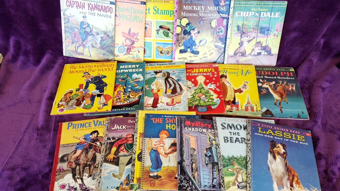 Little Golden Books Lot Disney Mickey Mouse Chip n Dale Rudolph captain kangaroo: 10x10x10 5 Low Estimate: 10.00 High Estimate: 35.00