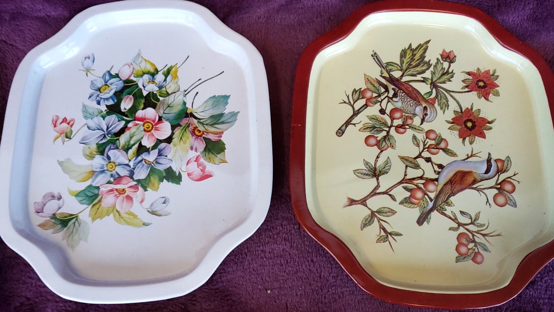 Vintage Floral Home Decor Lot: Trays, Pressed Flower Frame, Home Sweet Home Box & Friends Plaque - 5