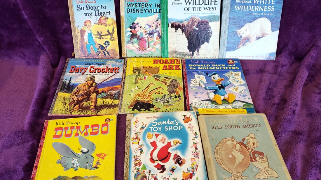 Walt Disney Children's Book Lot of 10 Little Golden Books, Donald Duck, Dumbo, Davy Crockett: 10x10x10 5f Low Estimate: 10.00 High Estimate: 45.00