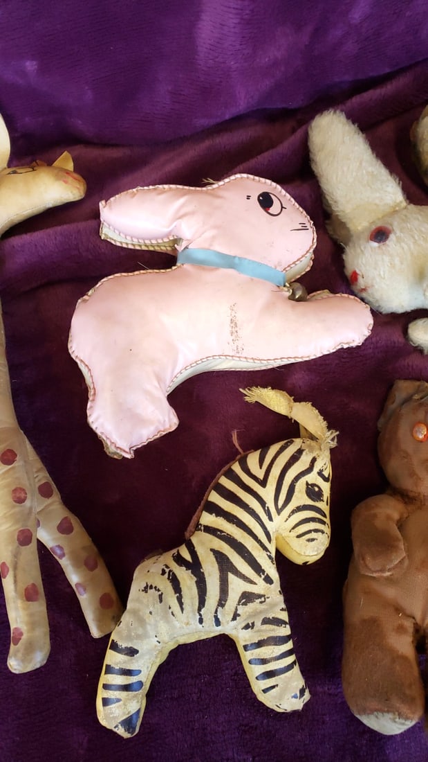 Stuffed Animal Toy Lot Giraffe Zebra Rabbits Teddy Bear Pink Dog, Approx. 12 in - 3