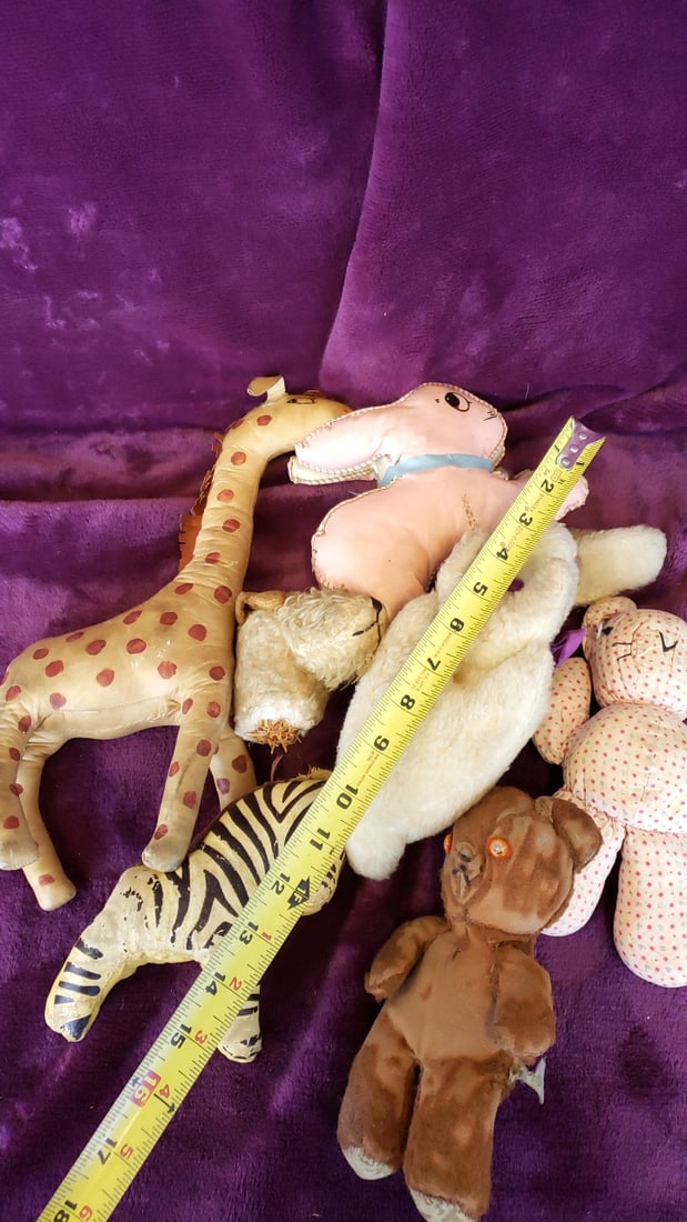 Stuffed Animal Toy Lot Giraffe Zebra Rabbits Teddy Bear Pink Dog, Approx. 12 in - 5