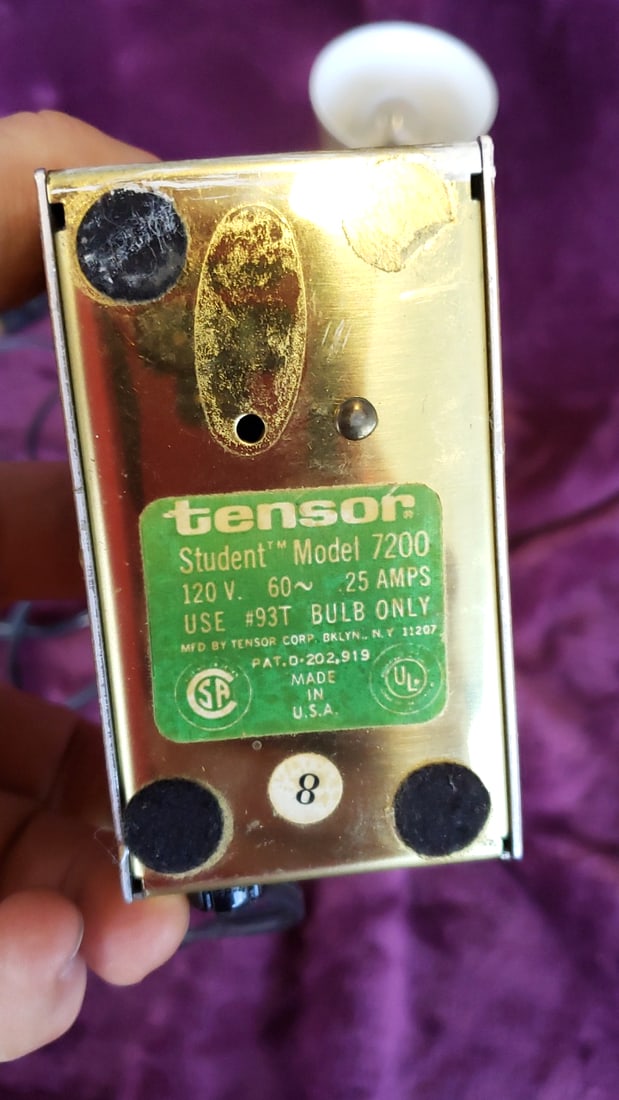 Tensor Student Model 7200 Gooseneck Desk Lamp Wood Base Brass Tone Cone Shade - 5