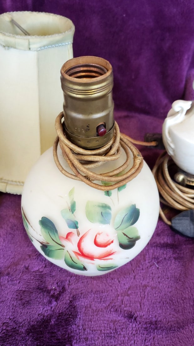 Lot of 3 Vintage Table Lamps 40s with Fabric Shade - 3