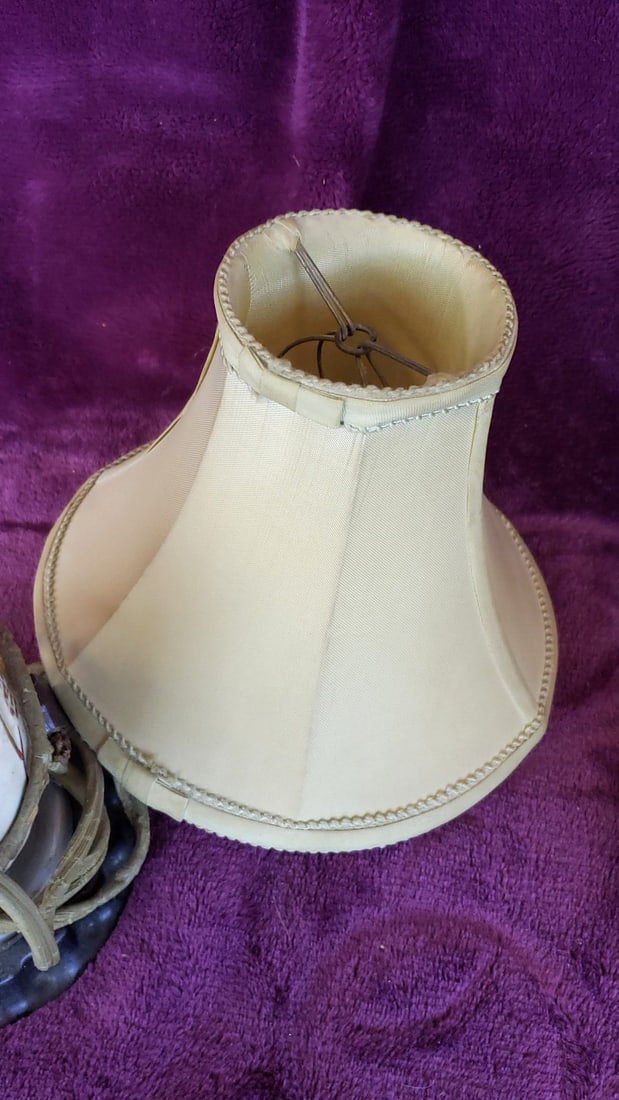 Lot of 3 Vintage Table Lamps 40s with Fabric Shade - 9