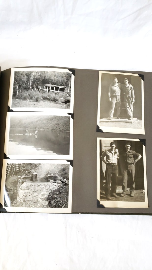 Large Photo Album of Vintage BW Photos landscapes, people, military 1940s - 11