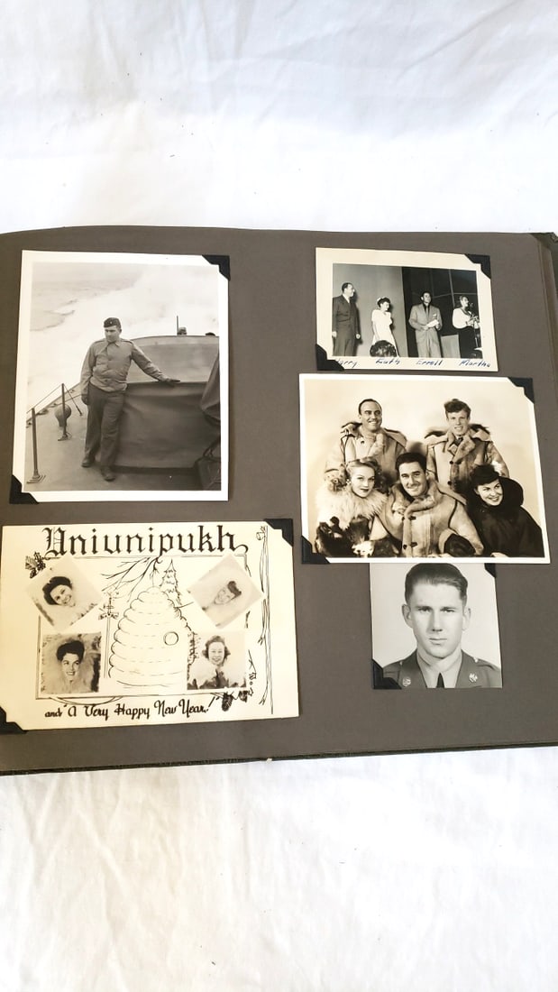 Large Photo Album of Vintage BW Photos landscapes, people, military 1940s - 14