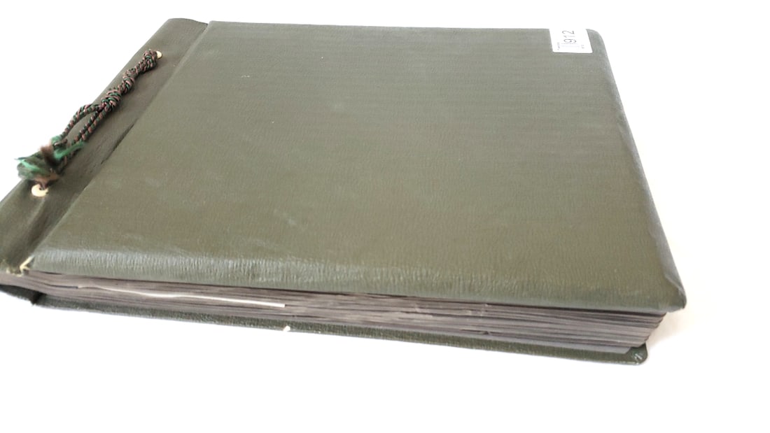 Large Photo Album of Vintage BW Photos landscapes, people, military 1940s: 12 x 15 x 2 5.5 lb Low Estimate: 30.00 High Estimate: 200.00