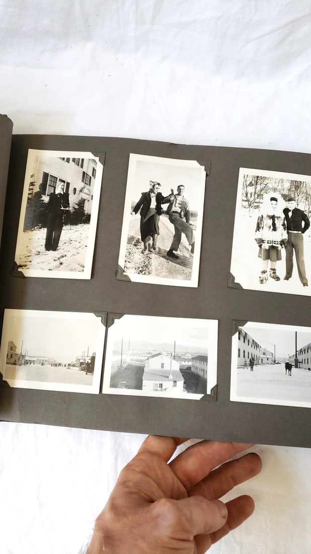 Large Photo Album of Vintage BW Photos landscapes, people, military 1940s - 8