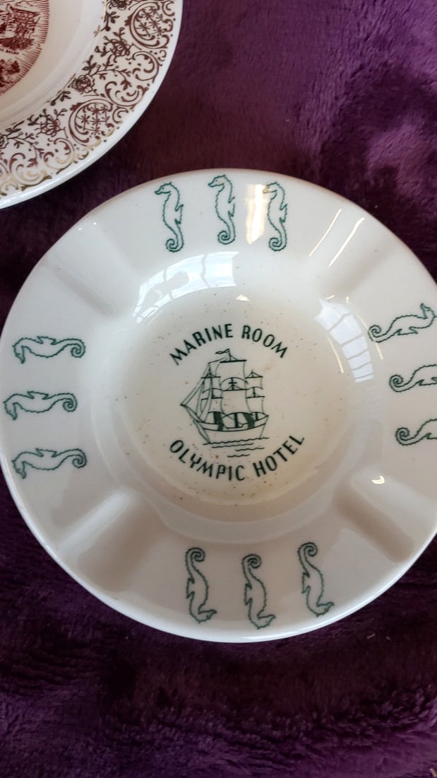 Hotel Souvenir Lot: Sands Las Vegas Ashtray, Olympic Hotel Marine Room, Sun Valley Idaho Dish - 2