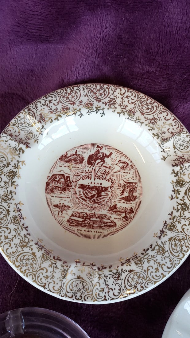 Hotel Souvenir Lot: Sands Las Vegas Ashtray, Olympic Hotel Marine Room, Sun Valley Idaho Dish - 3