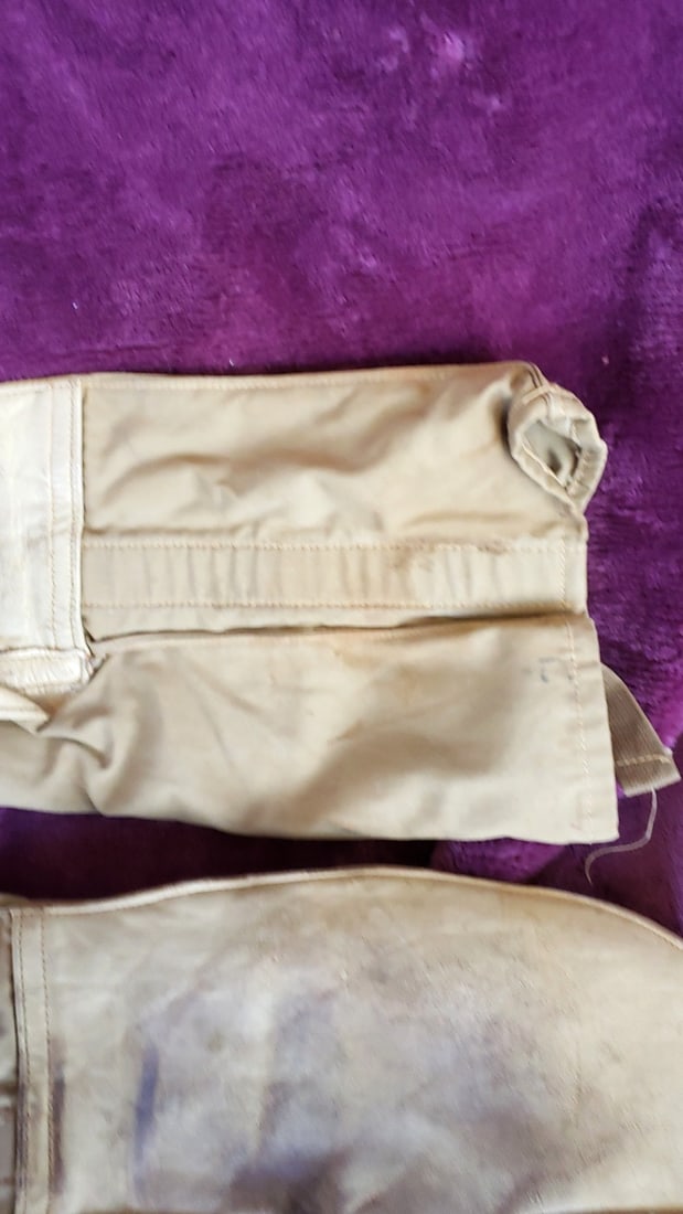 Tan Leather Canvas Trigger Finger Gauntlet Mittens with Liner Military - 3