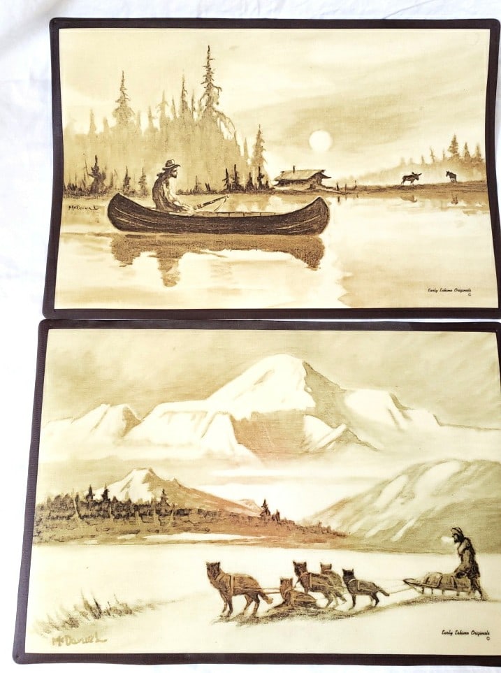 McDaniel Eskimo Originals Set of 4 Sepia Wilderness Scene plastic Placemats - 7