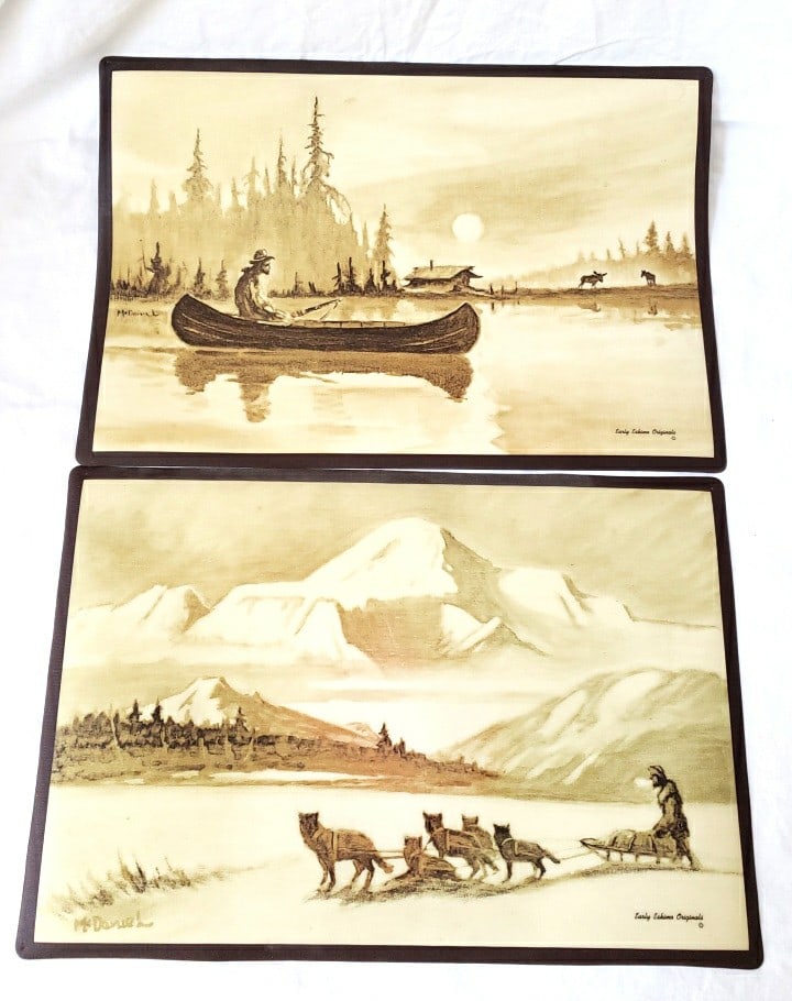 McDaniel Eskimo Originals Set of 4 Sepia Wilderness Scene plastic Placemats - 8