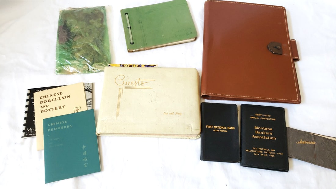 Ephemera Lot: Guest Book, Chinese Proverbs, Chinese Porcelain & Pottery, Montana Bankers Booklets: 14 x 11 x 3 5 lb Low Estimate: 10.00 High Estimate: 45.00