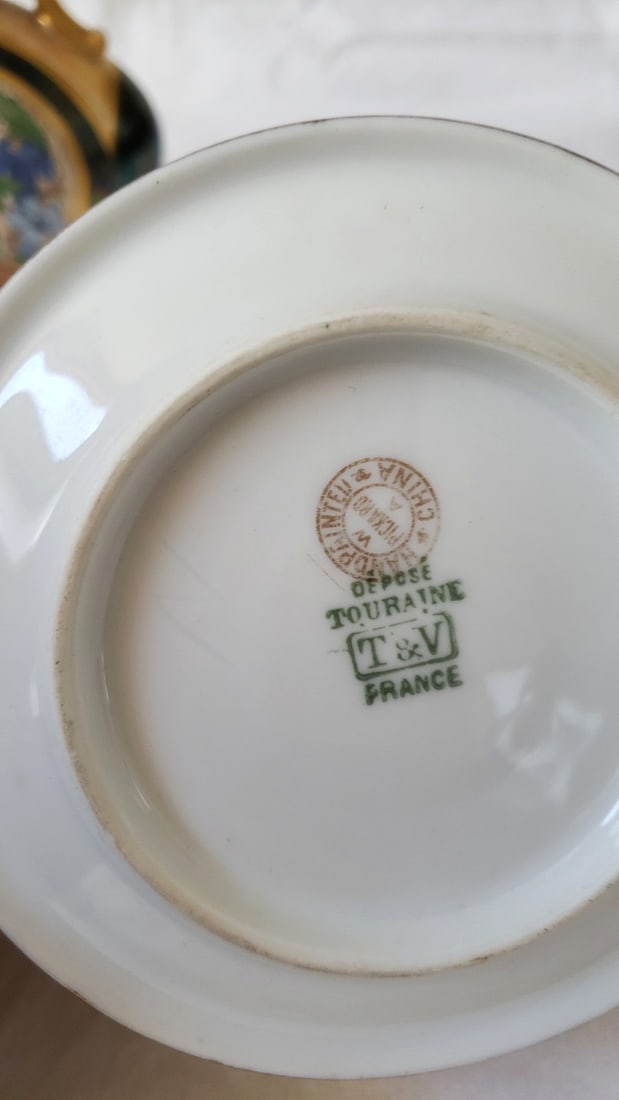 Lot of 4 Decorative Porcelain/Ceramic Pieces: Floral Tray, Handled Vase, Candle Holder, Black Flo... - 6