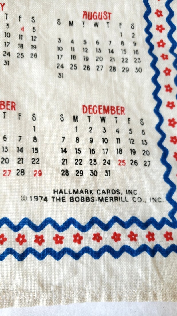 Vintage Kitchen Linens Lot: Cotton Waffle Dish Cloths RN19281, Calendar Towels, Plaque Mats - 7