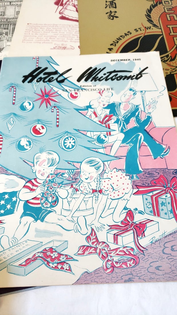 Vintage Restaurant Menu Lot: Hotel Whitcomb 1945, Marine Grill, Golden Dragon, Toffenetti - 2