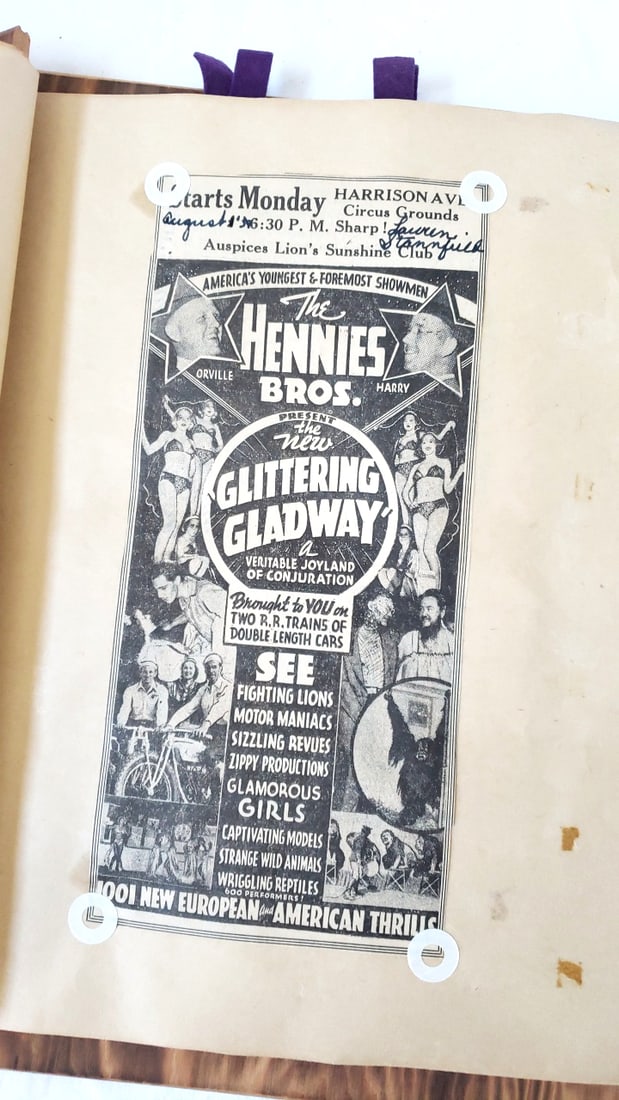 Vintage Wooden Scraps Scrapbook Album with Cowboy Cover, Menus Matchbook 1938 - 7