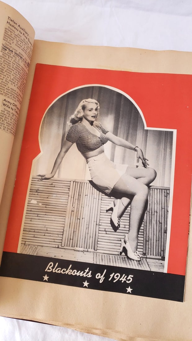 1945 WWII Era Scrapbook Album with Letters, Menus & Travel Ephemera, Tooled Leather Cover - 4