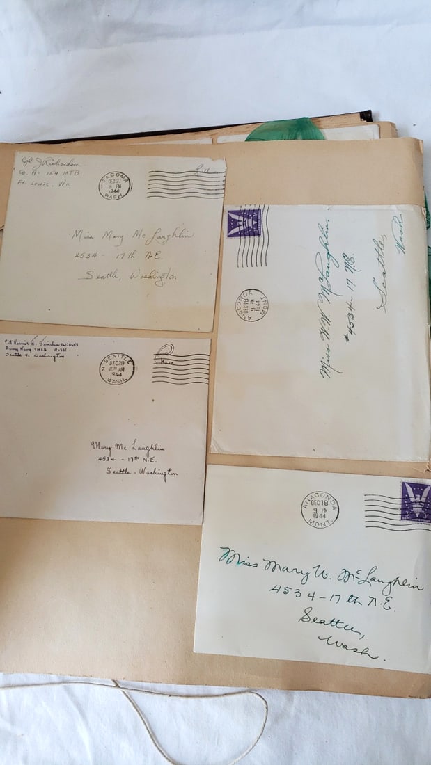 1940s WWII-Era U.S. Great Seal Scrapbook Album, Letters, Cards, Olympic Hotel Menu - 10