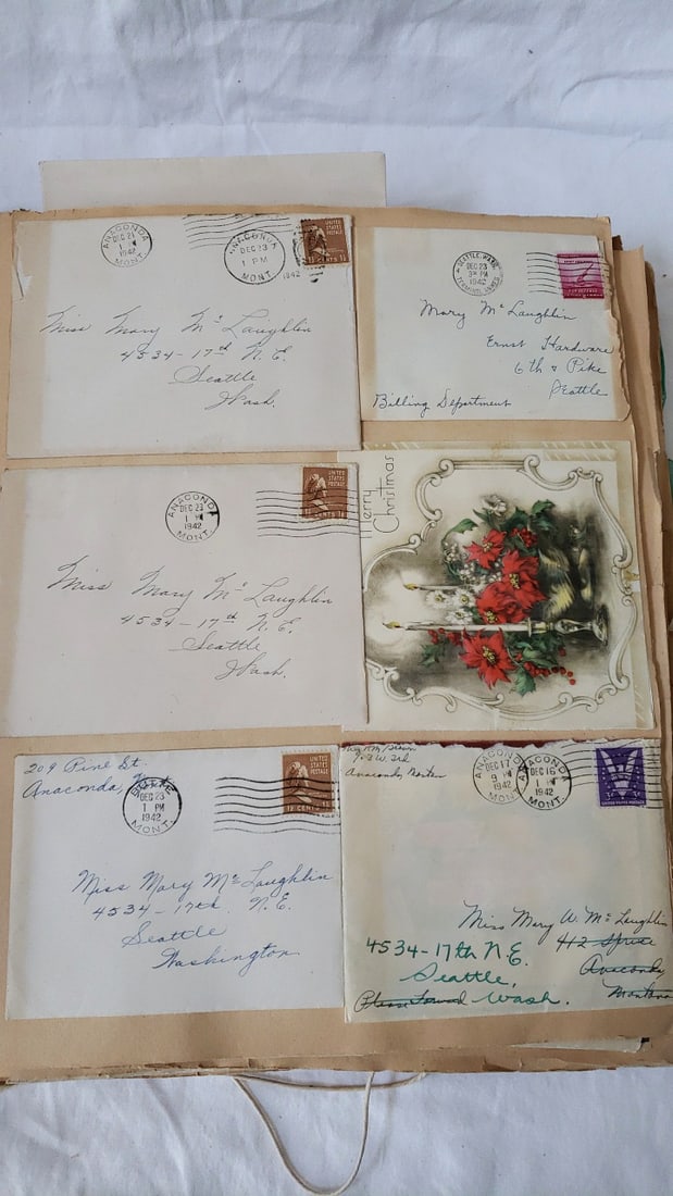 1940s WWII-Era U.S. Great Seal Scrapbook Album, Letters, Cards, Olympic Hotel Menu - 3