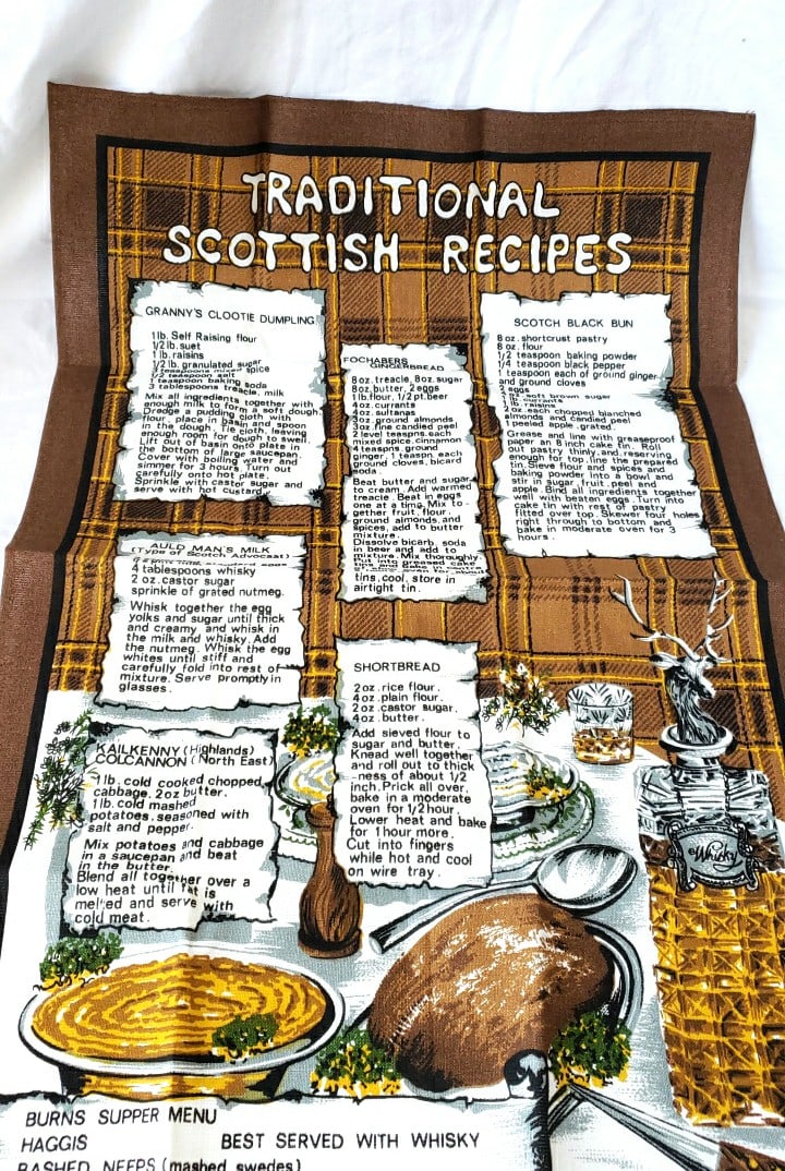 Flour Sack Towels 100 Cotton Traditional Scottish Recipes Irish Coffee Shakespeare Tea towels - 4