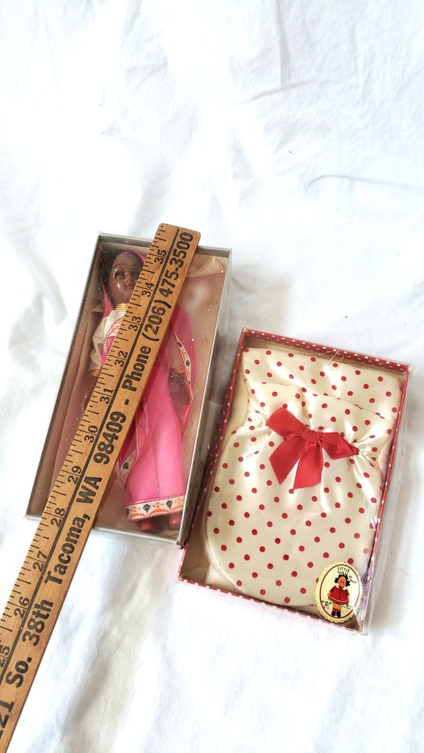 Little Lulu by Marge Polka Dot Fabric Bag and Boxed Sari Doll Lot - 4