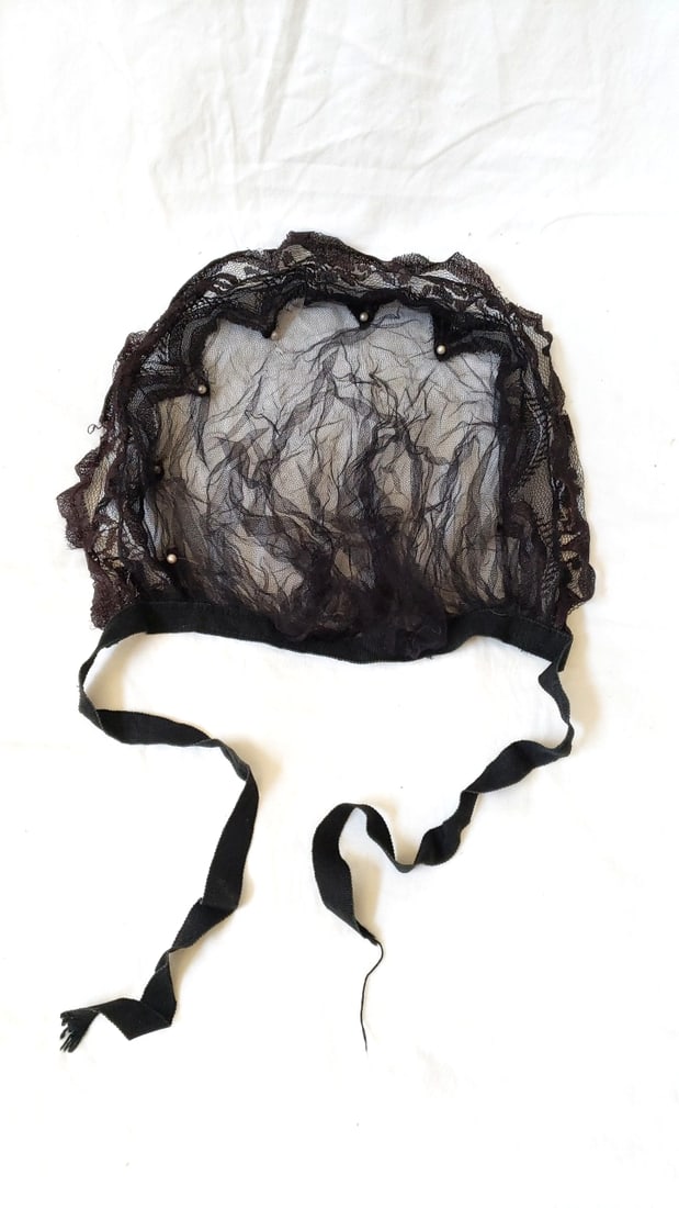 Black Mesh Lace Hair Snoods Lot with Square Dance and Cha Cha Hankies - 2