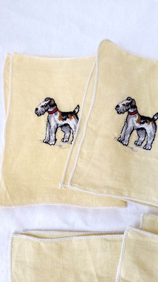 Guerlain Mitsouko Perfume Handkerchief, Terrier Dog Hankies - 2