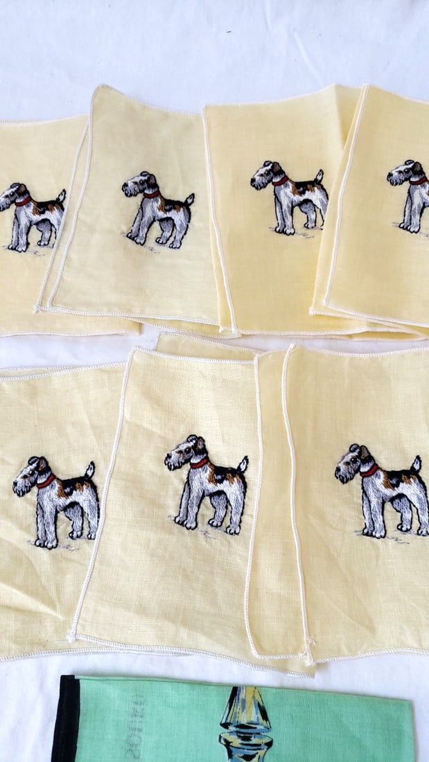 Guerlain Mitsouko Perfume Handkerchief, Terrier Dog Hankies - 4
