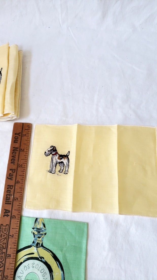 Guerlain Mitsouko Perfume Handkerchief, Terrier Dog Hankies - 5