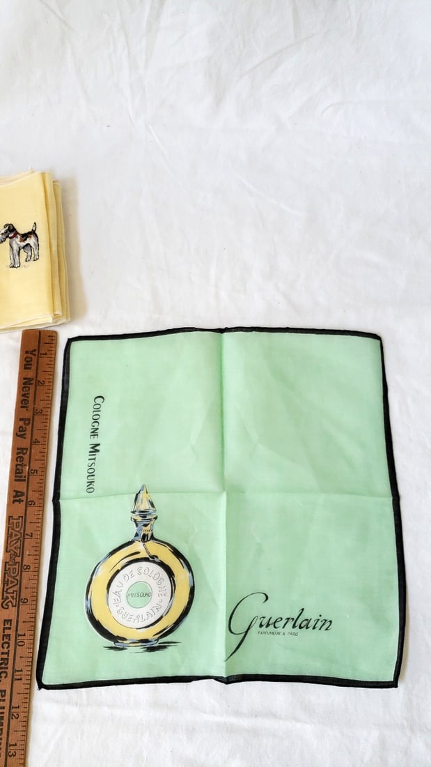 Guerlain Mitsouko Perfume Handkerchief, Terrier Dog Hankies - 6