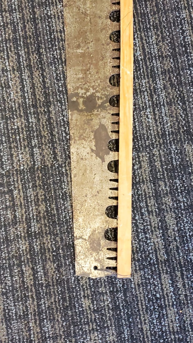87 in. Metal Serrated Saw Blade with Wooden Tooth Guard - 2