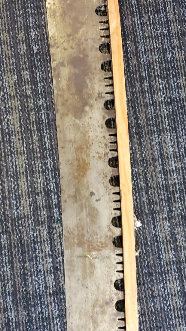 87 in. Metal Serrated Saw Blade with Wooden Tooth Guard - 3