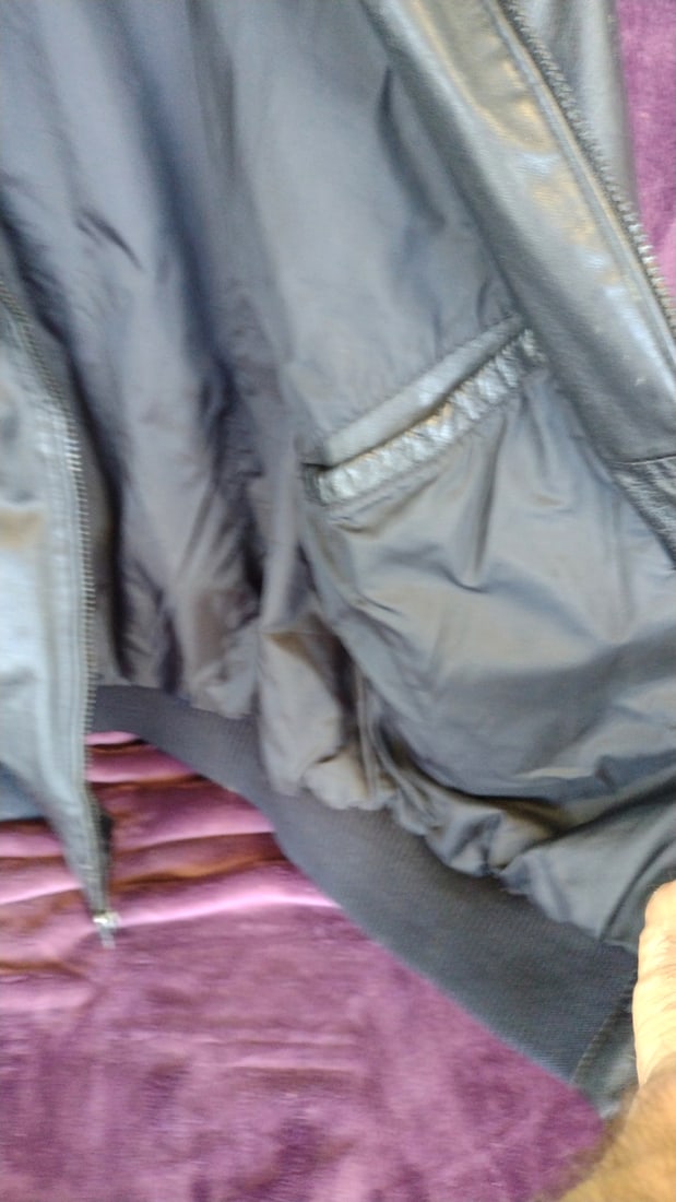 Members Only Black Leather Bomber Jacket with Epaulets - 6