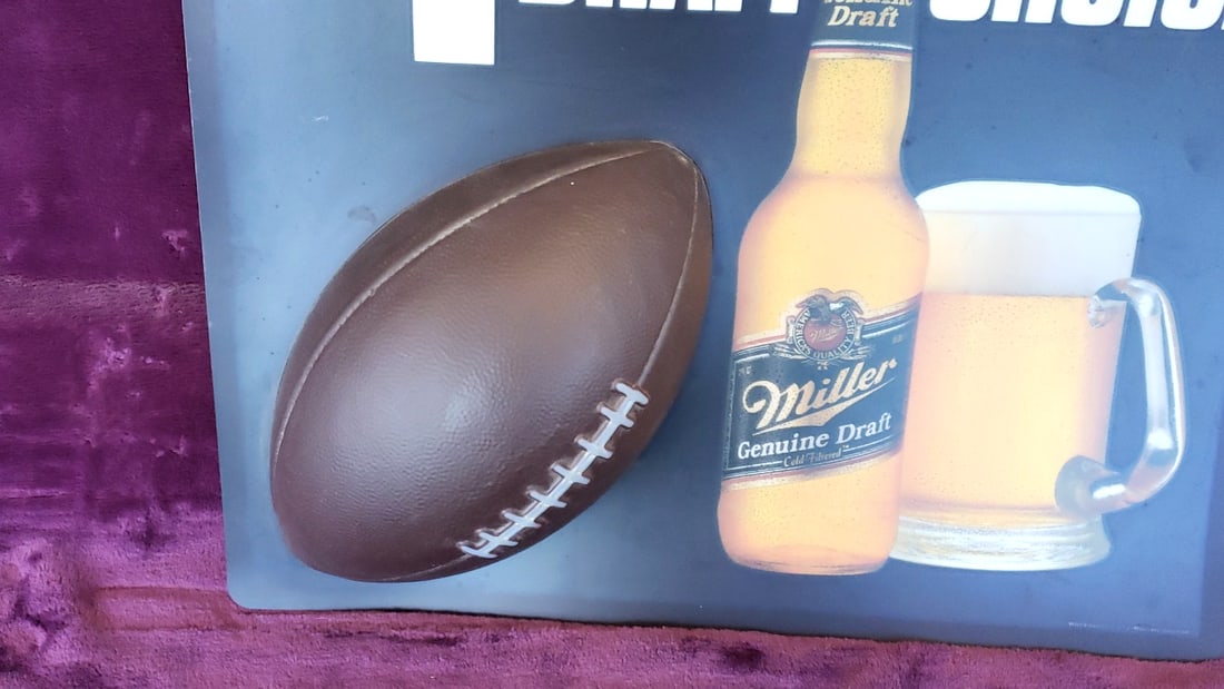 Miller Genuine Draft #1 Draft Choice Football Beer Sign - 3