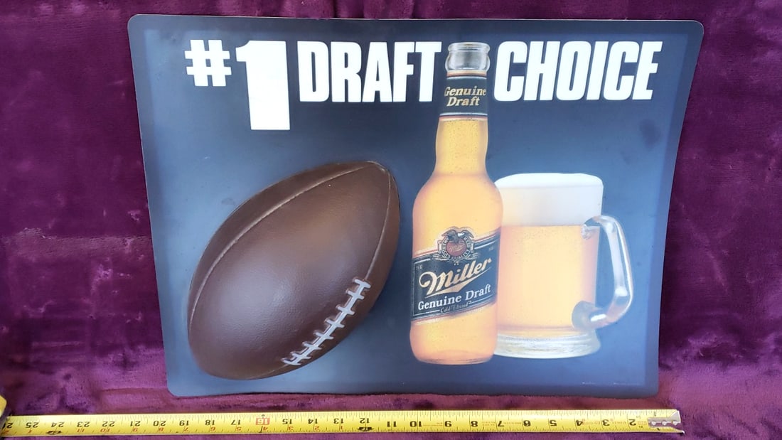 Miller Genuine Draft #1 Draft Choice Football Beer Sign - 4