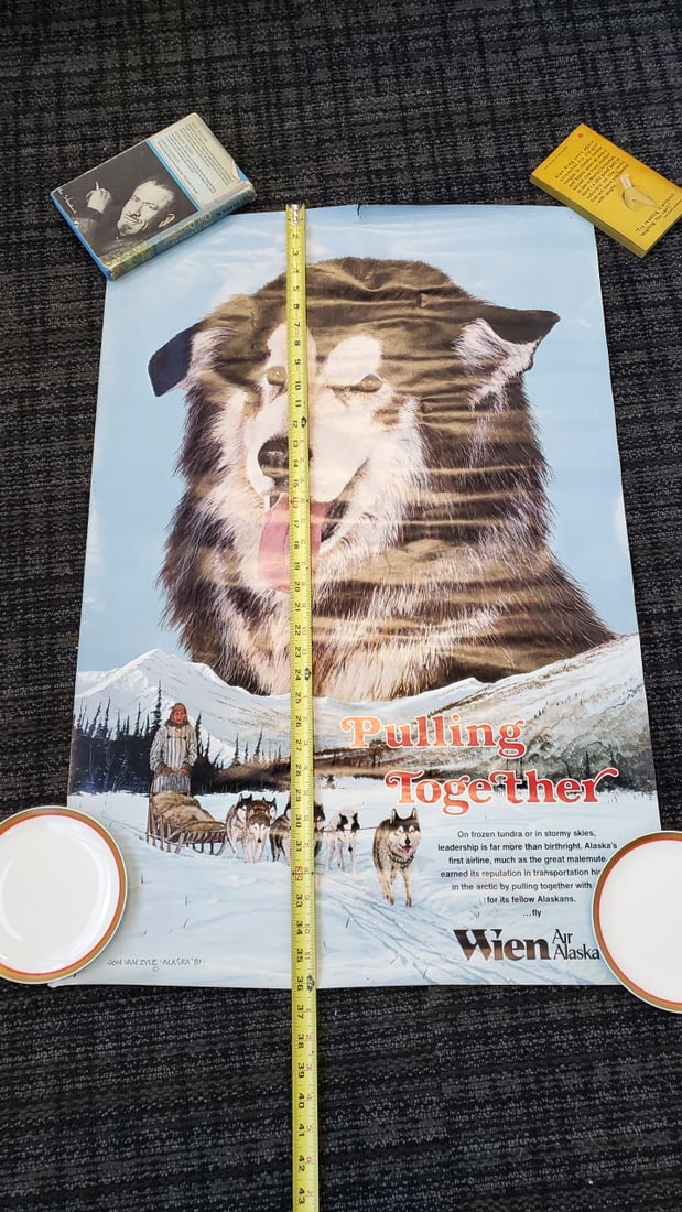 Wien Air Alaska Pulling Together Jon Van Zyle 1981 Sled Dog Airline Poster - 5