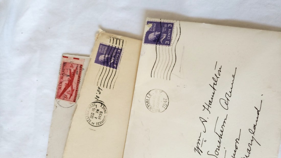 Vintage Correspondence Portfolio with Greeting Cards, Postcards, Envelopes & Stamps - 4