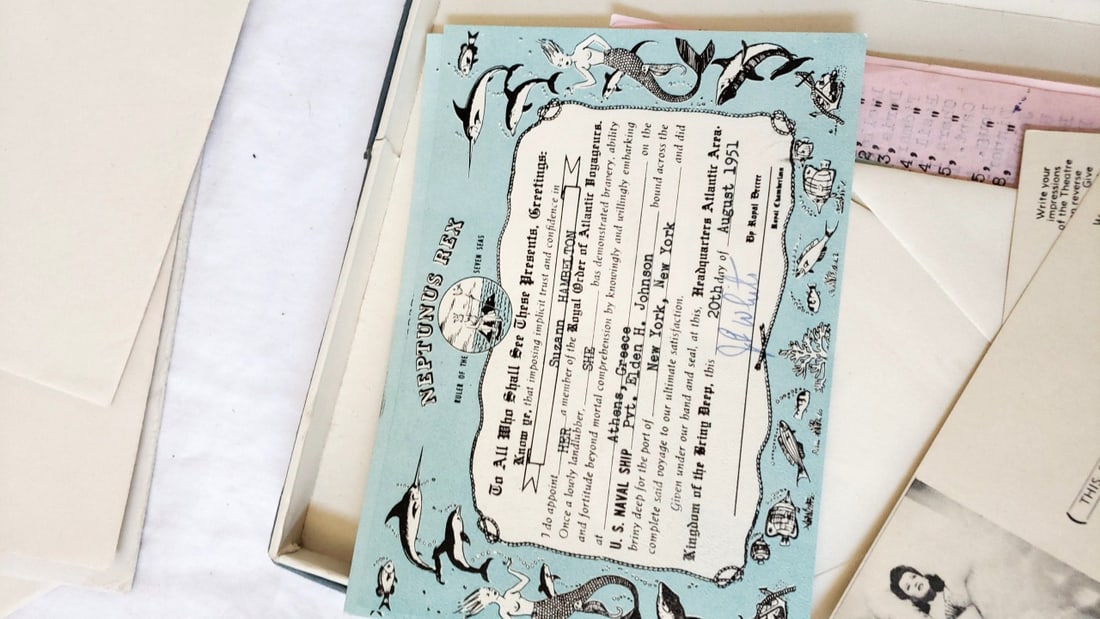 Vintage Correspondence Portfolio with Greeting Cards, Postcards, Envelopes & Stamps - 6