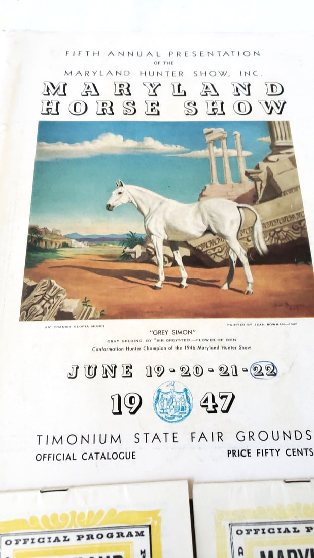 1947 Maryland Horse Show Catalogue & 2 Maryland Jockey Club Pimlico Preakness Programs - 2